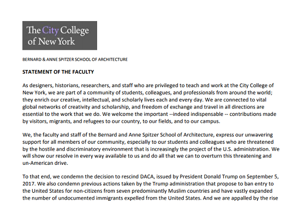DACA statement by faculty