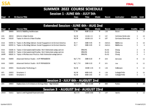 summer schedule 2022