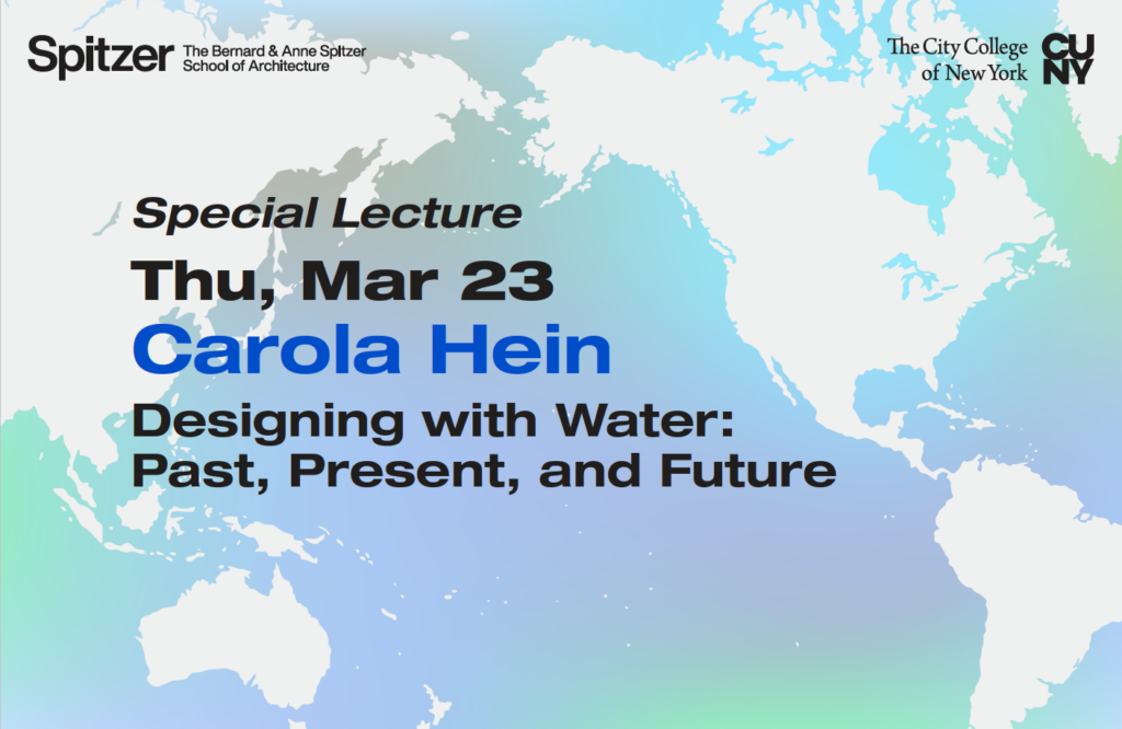 The Special Lecture flyer features a map of the world with a blue, purple, and green background, along with black text detailing the lecture's information.