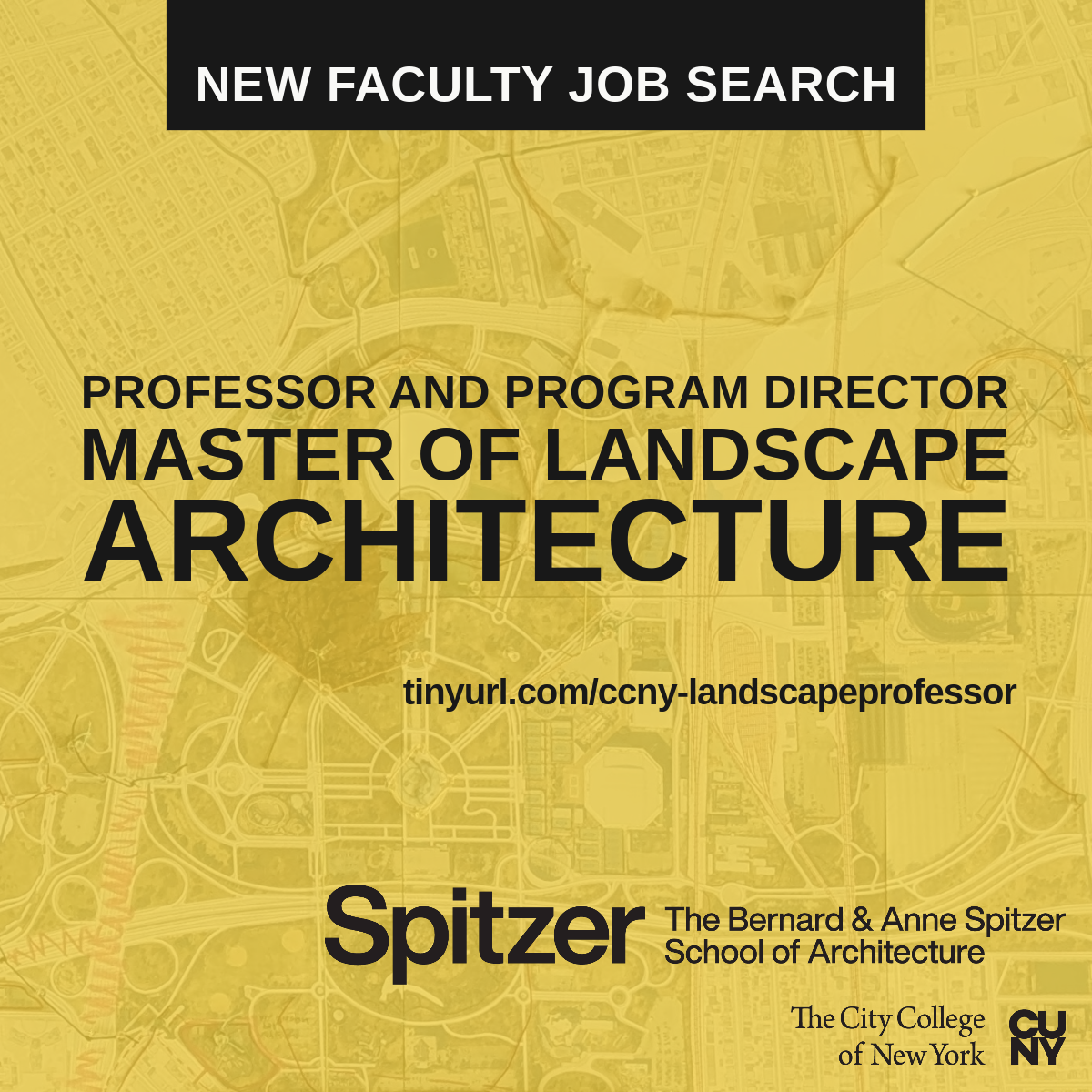 Graphic with text for the Professor and Program Director of the Master of Landscape Architecture program job listing.