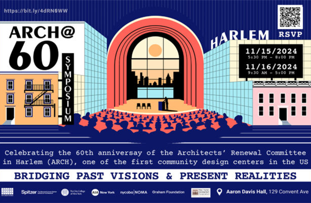 The Arch 60 Symposium flyer highlighting the event's information and a RSVP code to register.