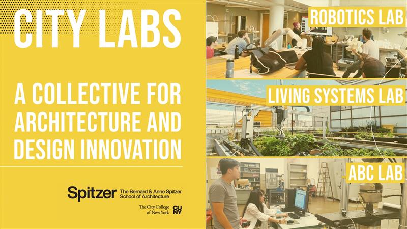 City Labs: A Collection for Architecture and Design Innovation (text on left, images of labs on right)