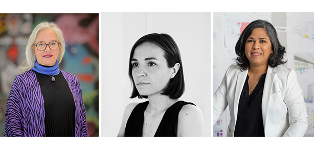 Panelists (left to right) Zaida Muxi, Sasha Topolnytska, Annya Ramirez-Jimenez